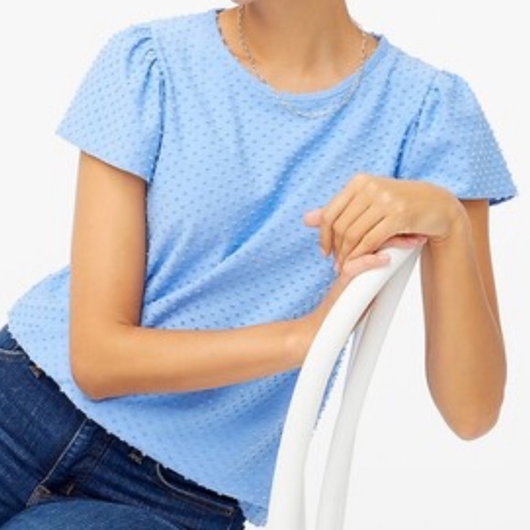 J Crew blue flutter sleeve top - Picture 1 of 12